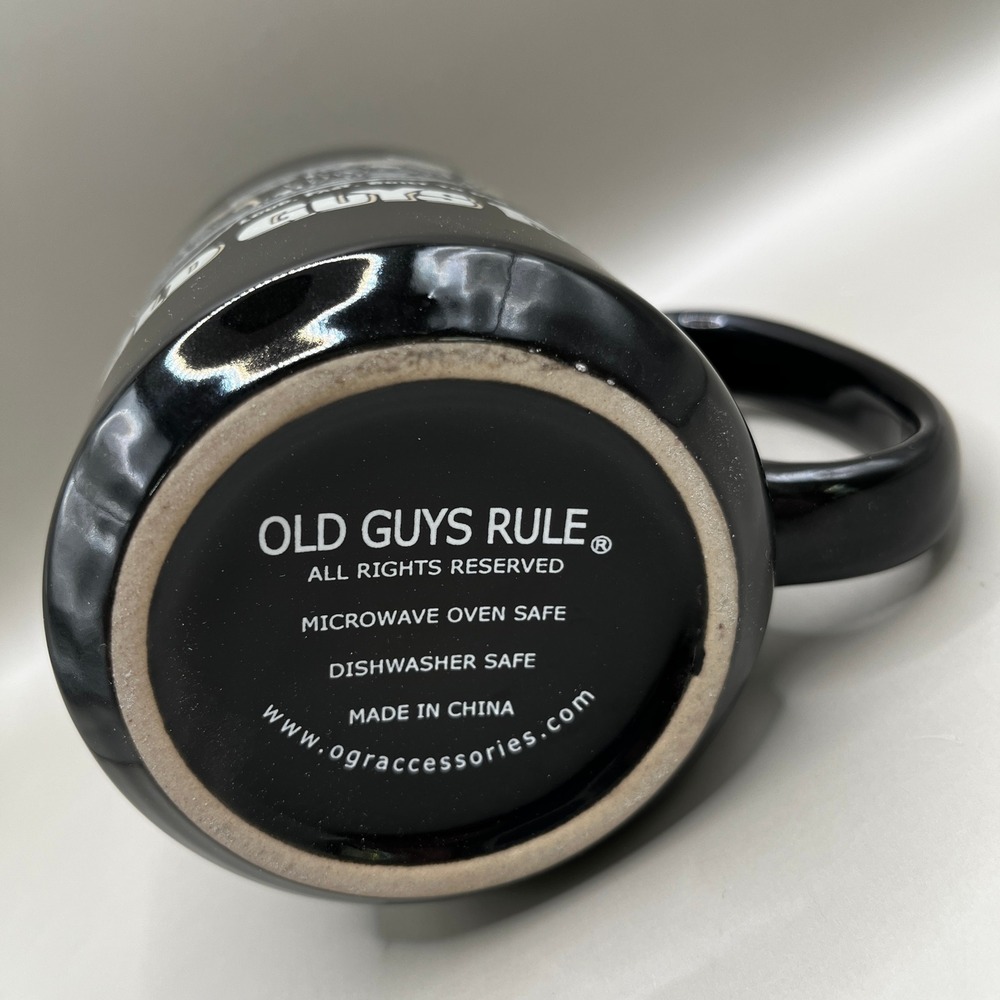Old Guys Rule Pan Head Motorcycle Ceramic Coffee Mug 15 Oz Black New in Box - Picture 9 of 10